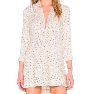 Free People This Town Cream Black Polka Dot Long Sleeve Shirt Dress
